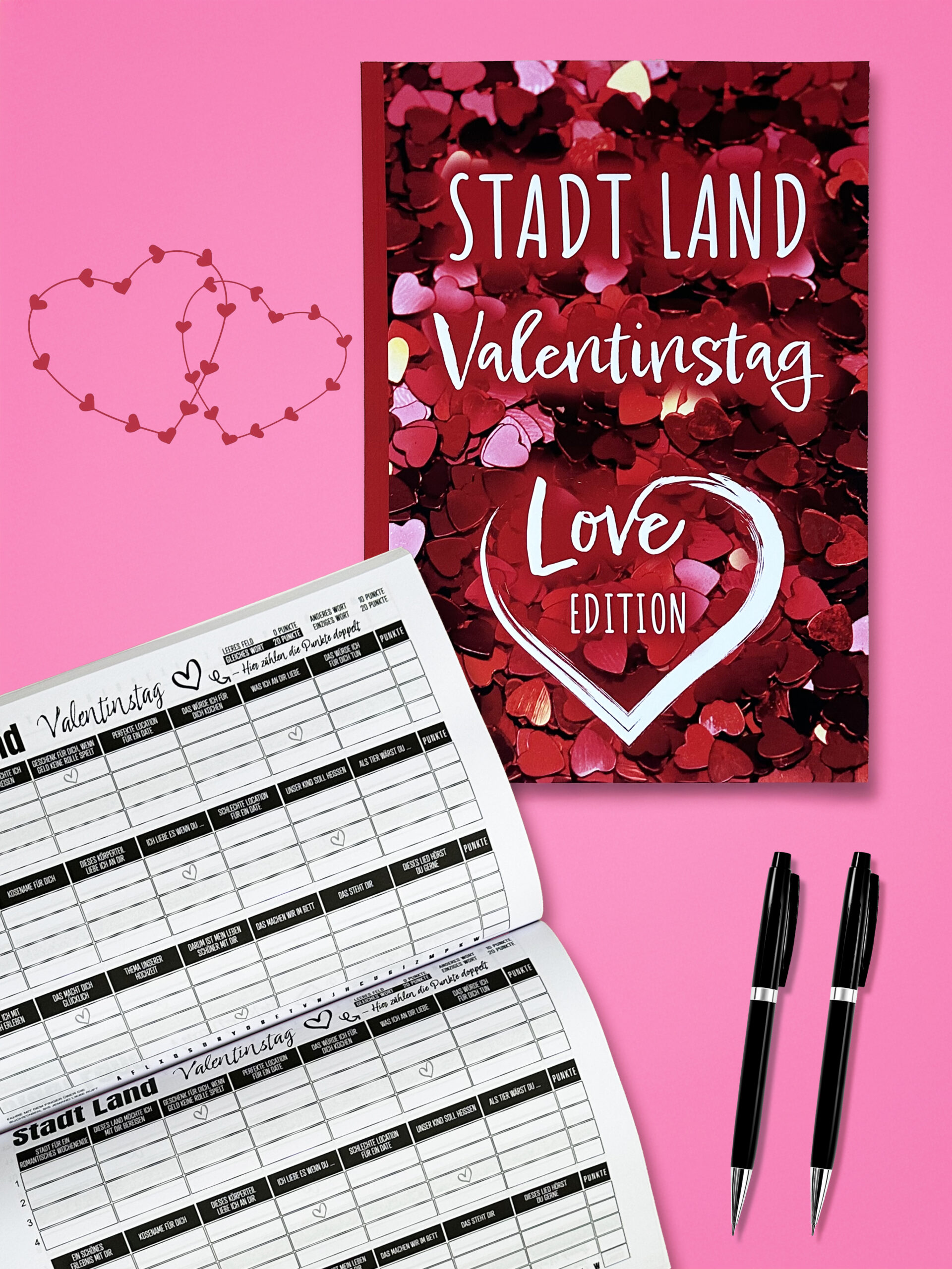 Valentinstag Spiel Stadt Land Fluss