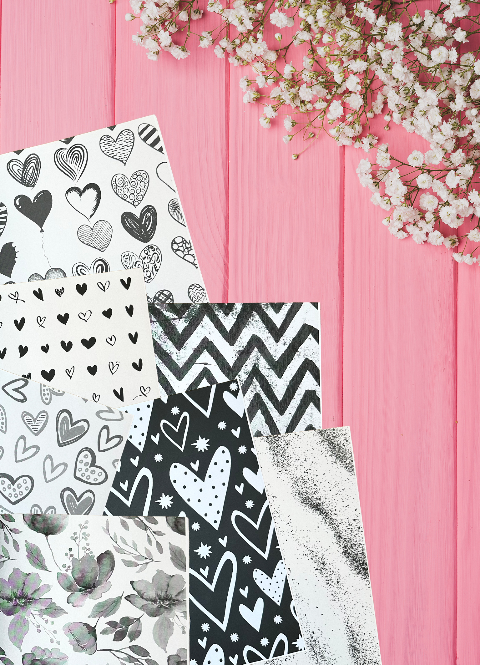 schönes Scrapbooking Papier schwarz weiß
