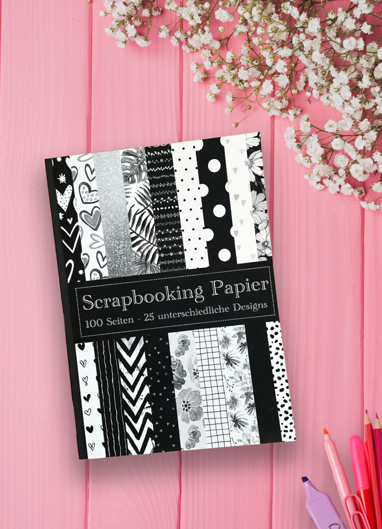 schönes ScrapBookiong Papier Schwarz Weiß Designpapier
